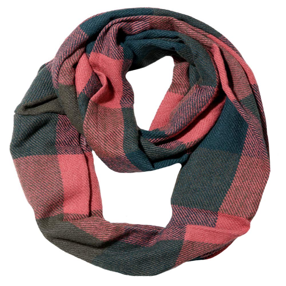 La Huate Women's Pattern 6 La Haute Checkered Infinity Loop Scarf With Zipper Pocket Secret Hidden Pocket Travel Cashmere Snood Shawl
