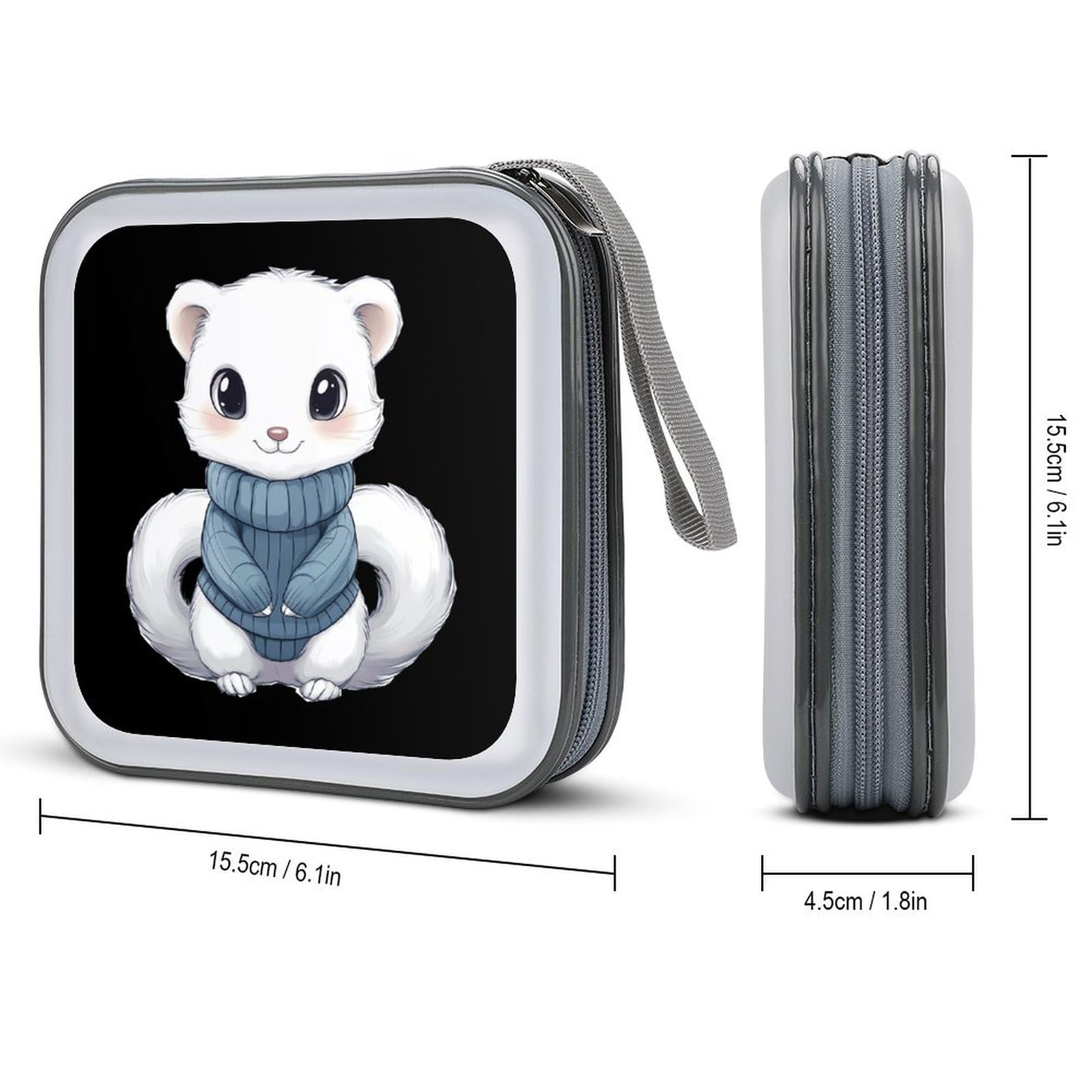 White Mink CD Case Portable DVD Holder Storage Organizer for Home Travel