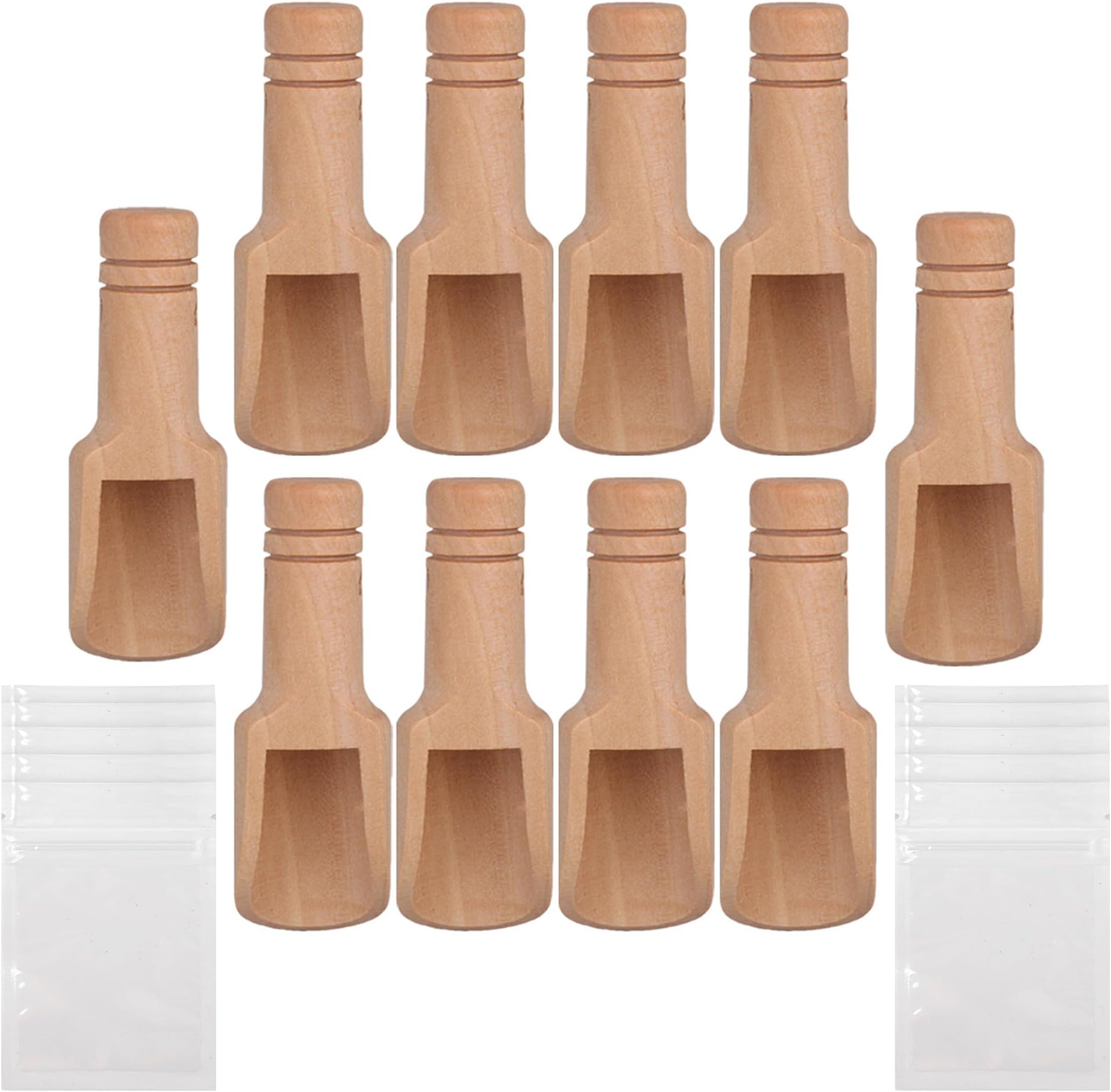 Mxfans Small Salt Scoop Natural Wood Multi-Purpose Wooden Spoon 75x25mm Pack of 10