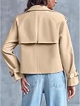 Womens Cropped Trench Coat Long Sleeve Casual Loose Lapel Double Breasted Short Jacket Outwear with Pockets (Light khaki S)