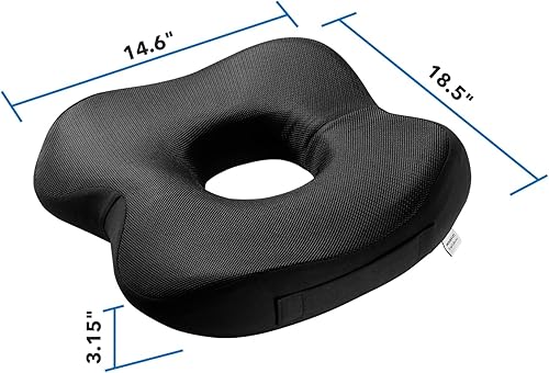 Miniatura 7 de Mount-It! Cojín de asiento de oficina, soporte lumbar premium, espuma viscoelástica, relleno de gel, silla ergonómica cómoda, uso en el automóvil,