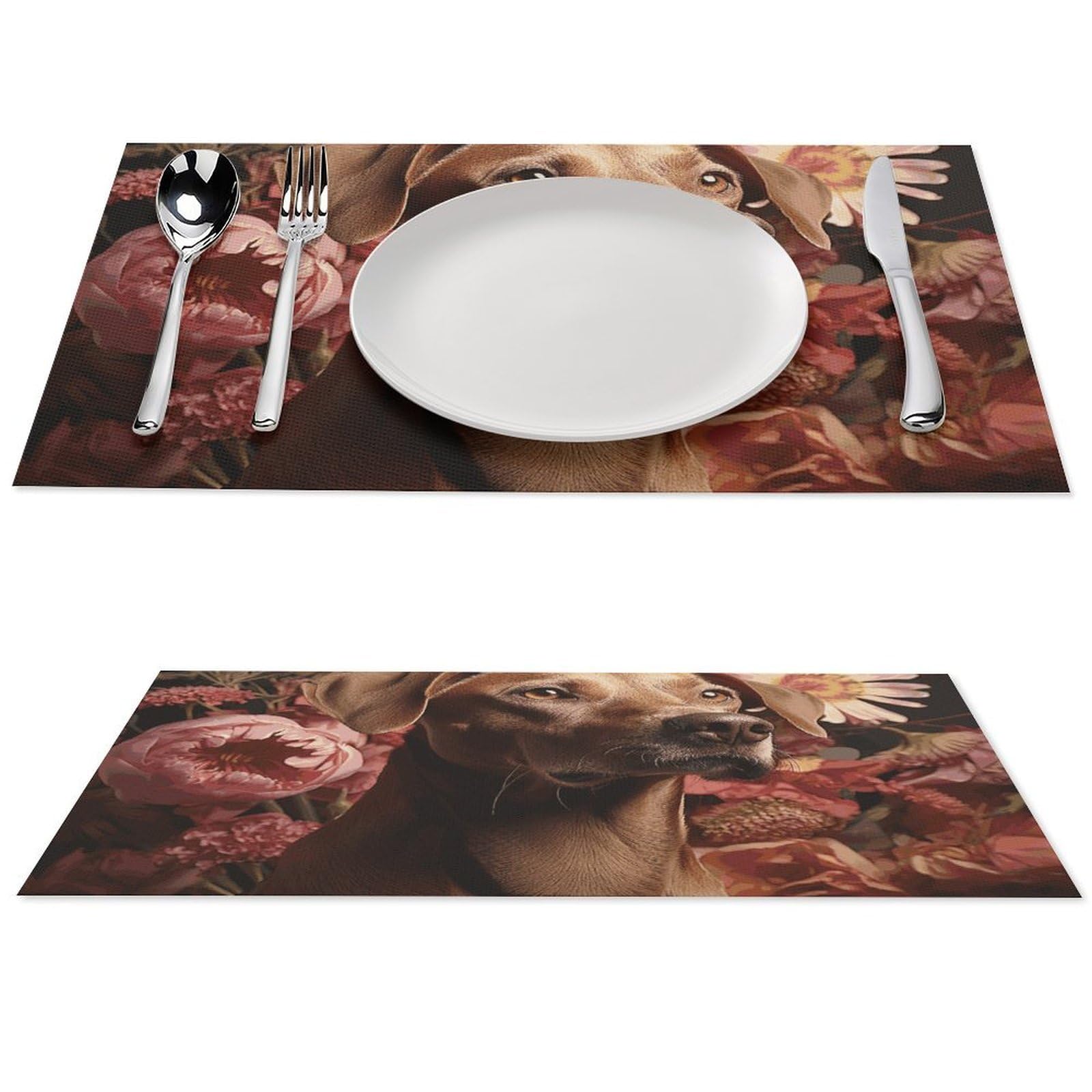 Set de table marron pour chien x6 en PVC lavable et antidérapant