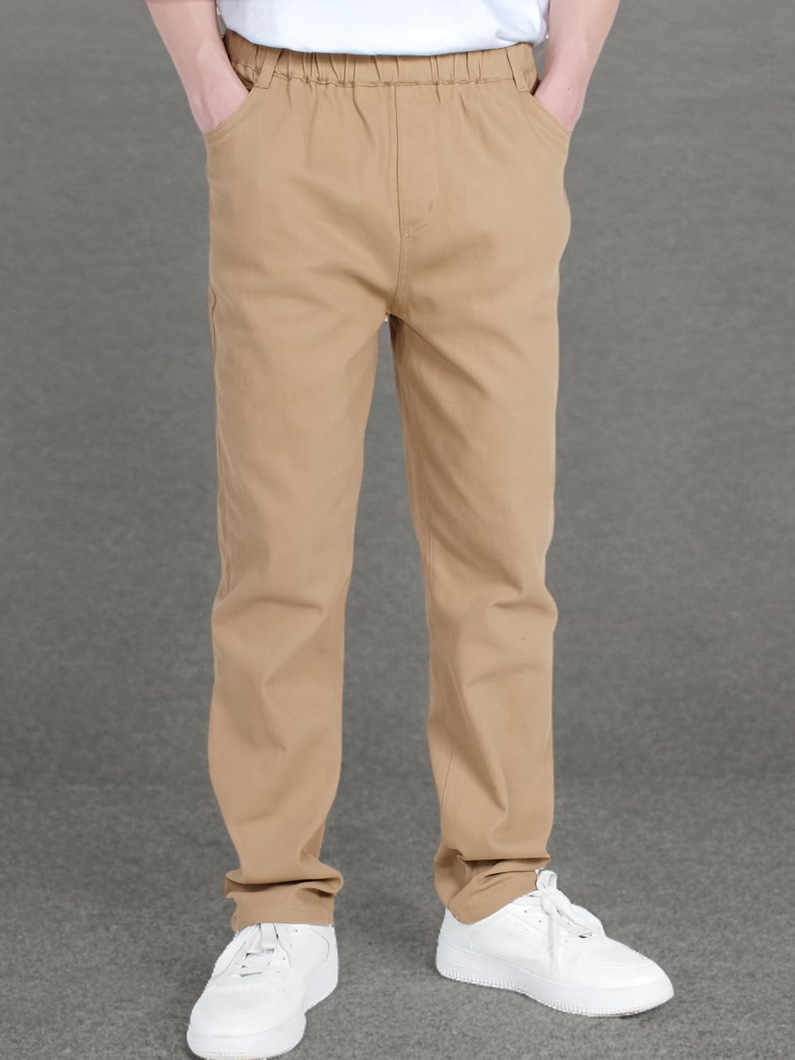 CAMLAKEE Boys' Stretch Pull on Chino Pants Kids School Uniform Yonth Twill Pants - Image 7