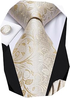 Silk Paisley Ties for Men Necktie Pocket Square Cufflinks Set Foral Tie Sets Formal Business
