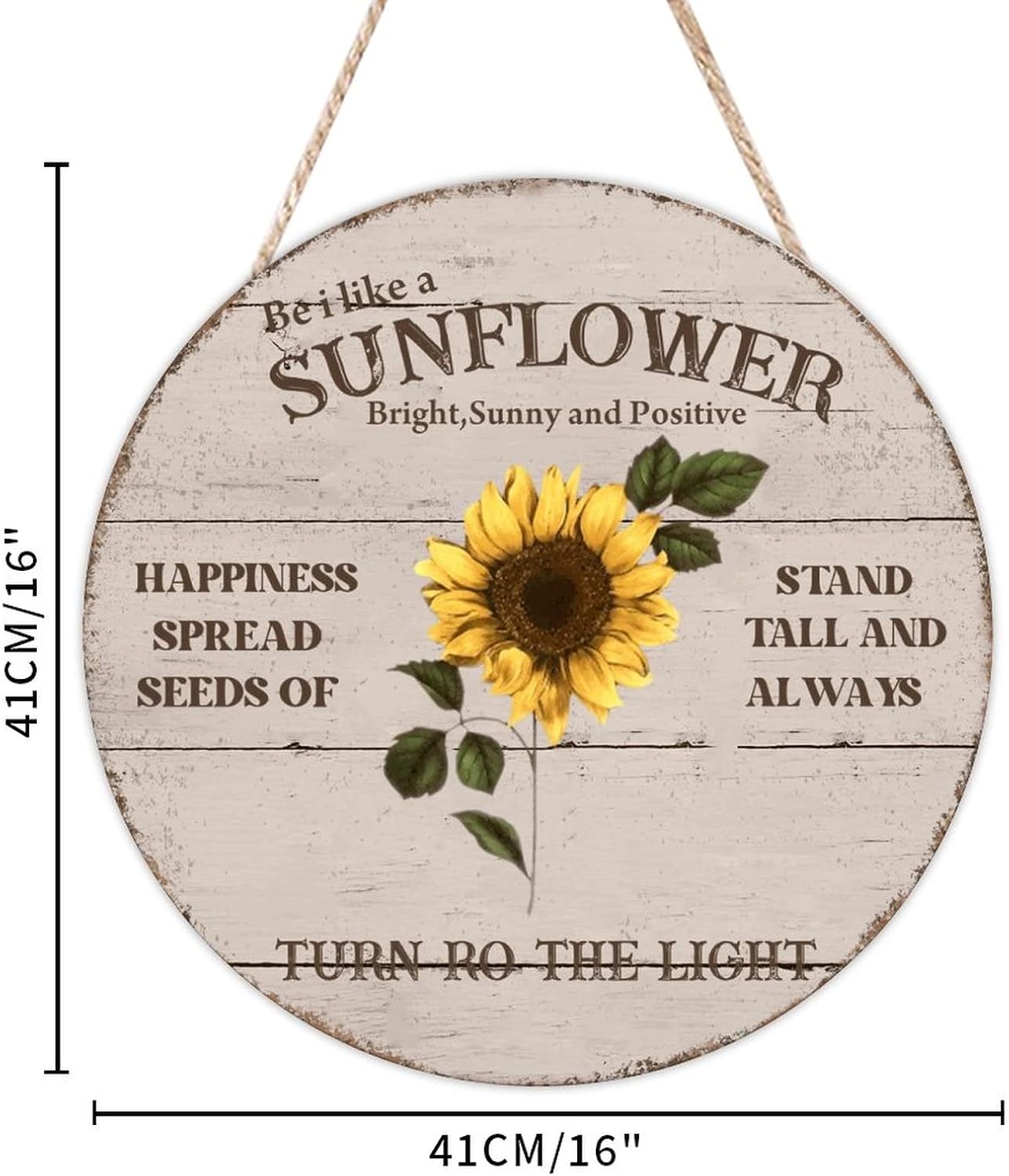 Always Wall Hanging Sign Plaque, Sunflower Wood Door Sign, Gold 16x16in Round Door Hanger Sign Decor for Outdoor Front Porch Farmhouse Housewarming Gifts