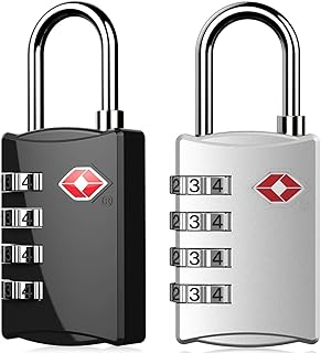 DOCOSS-Set of 2-309-Metal TSA Approved Lock 4 Digit for Luggage Bag Number Password Travel Locks(Black)