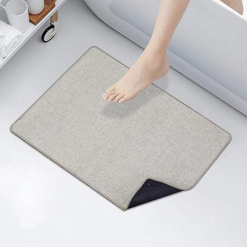 Miniatura 6 de Yancrop - Tapete de baño ultrafino enrollable, sin arrugas, con parte trasera de goma antideslizante, superficie de tela absorbente, secado rápido