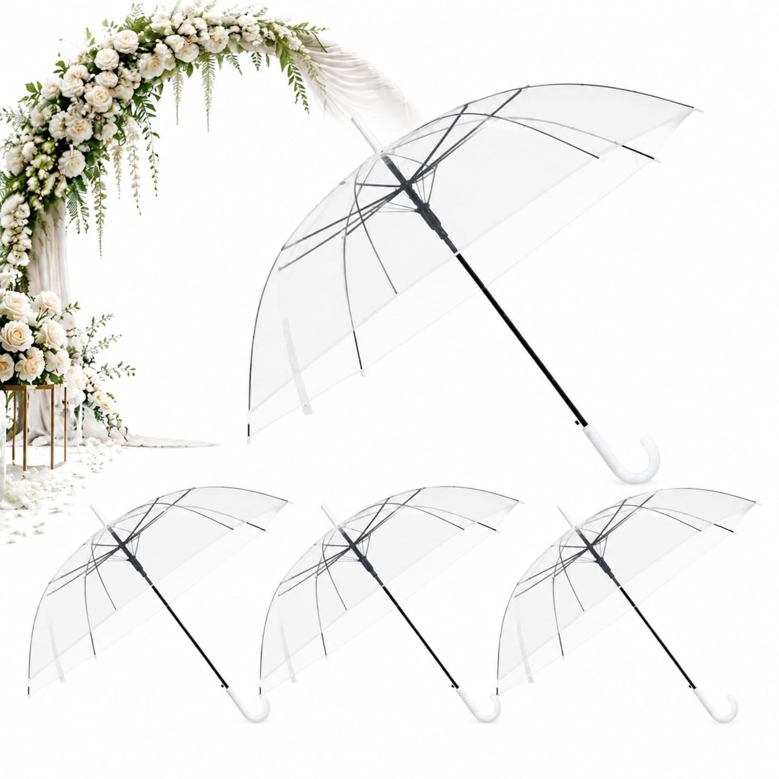 Hestya 4 Stück Transparenter Hochzeitsschirm Ø102cm Fotoschirm mit C-Griff