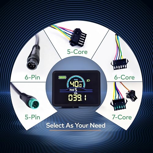 Miniatura 5 de Pantalla Ebike del lado izquierdo, protocolo UART No. 2, 24V-60V ABS Colorido Ciclismo Computadora, Pantalla LCD Ebike para enriquecer el viaje en