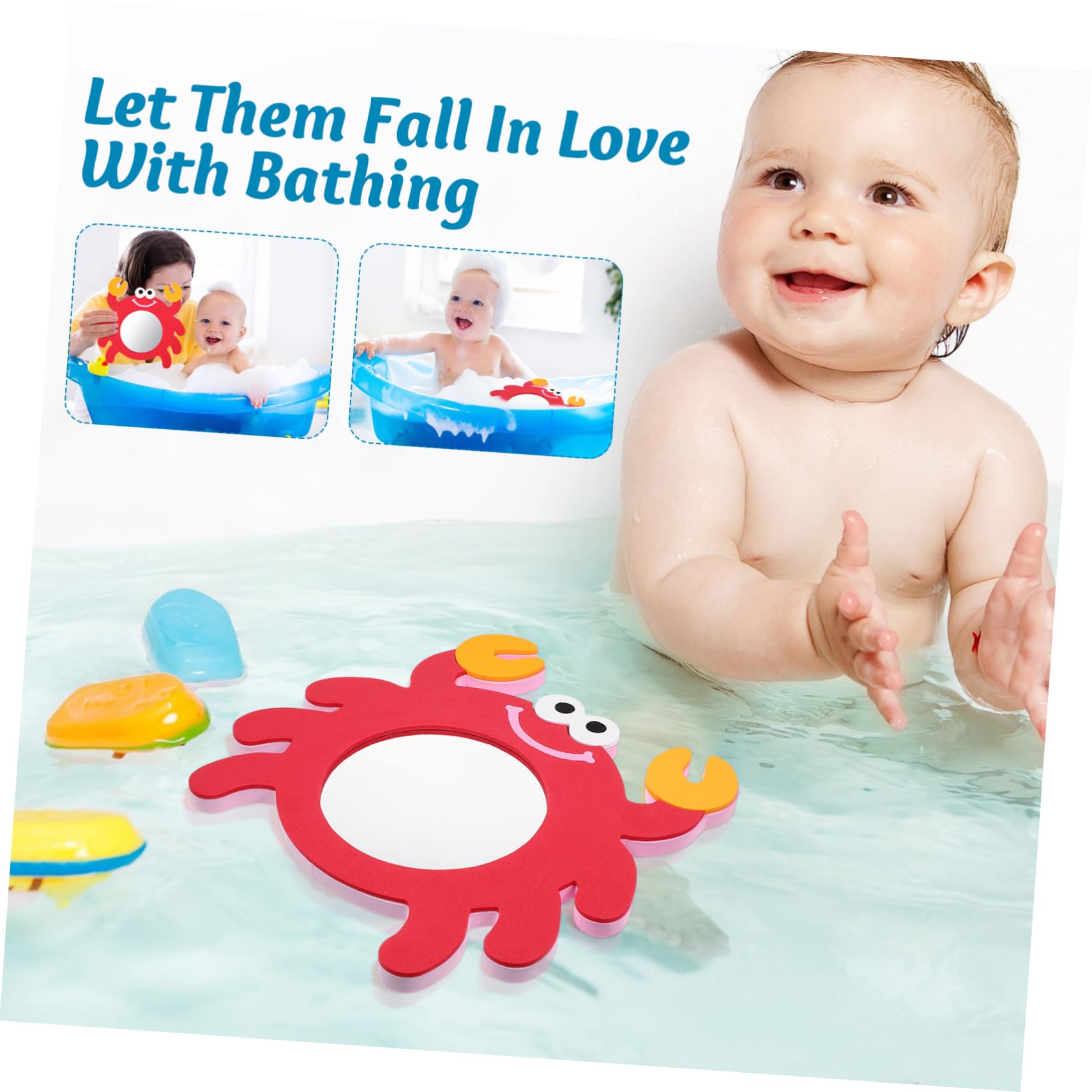 Supvox 12 Stück Teiliges Schwimmendes Badespielzeug mit Cartoon Spiegeln Frosch und Krebs Design Kleine Badewannenspielzeuge für Ab Jahren zur Spielerischen Farb und Tiererkennung für