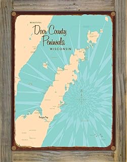 Door County Peninsula Wisconsin Retro Steel Metal, with Oxidized Border ...