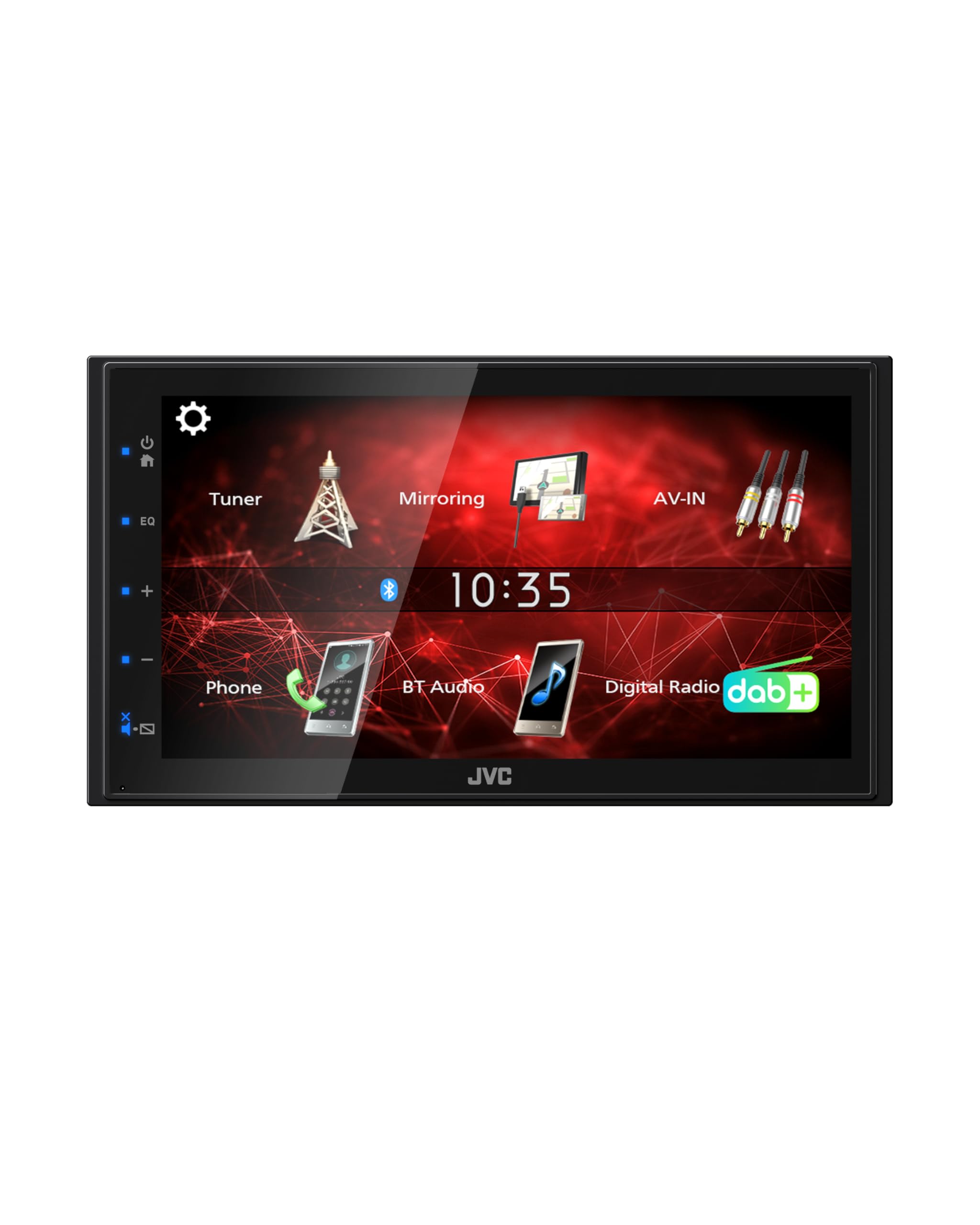 JVC KW-M180DBT Multimedia Receiver 6.8", Dab+ Bluetooth Android Mirroring | WVGA touch screen, USB rear high speed 1.5A, Time Alignment & EQ 13 bands, 2 preouts, short body 75mm