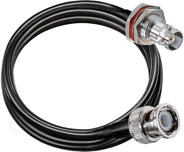TUOLNK BNC Jumper Cable RG58 BNC Male to BNC Female Bulkhead Low Loss 50 ohm CB Radio Coax Cable 6.6ft(2M) Wifi Antenna Extension Cable for HAM Radio Antenna Security CCTV System