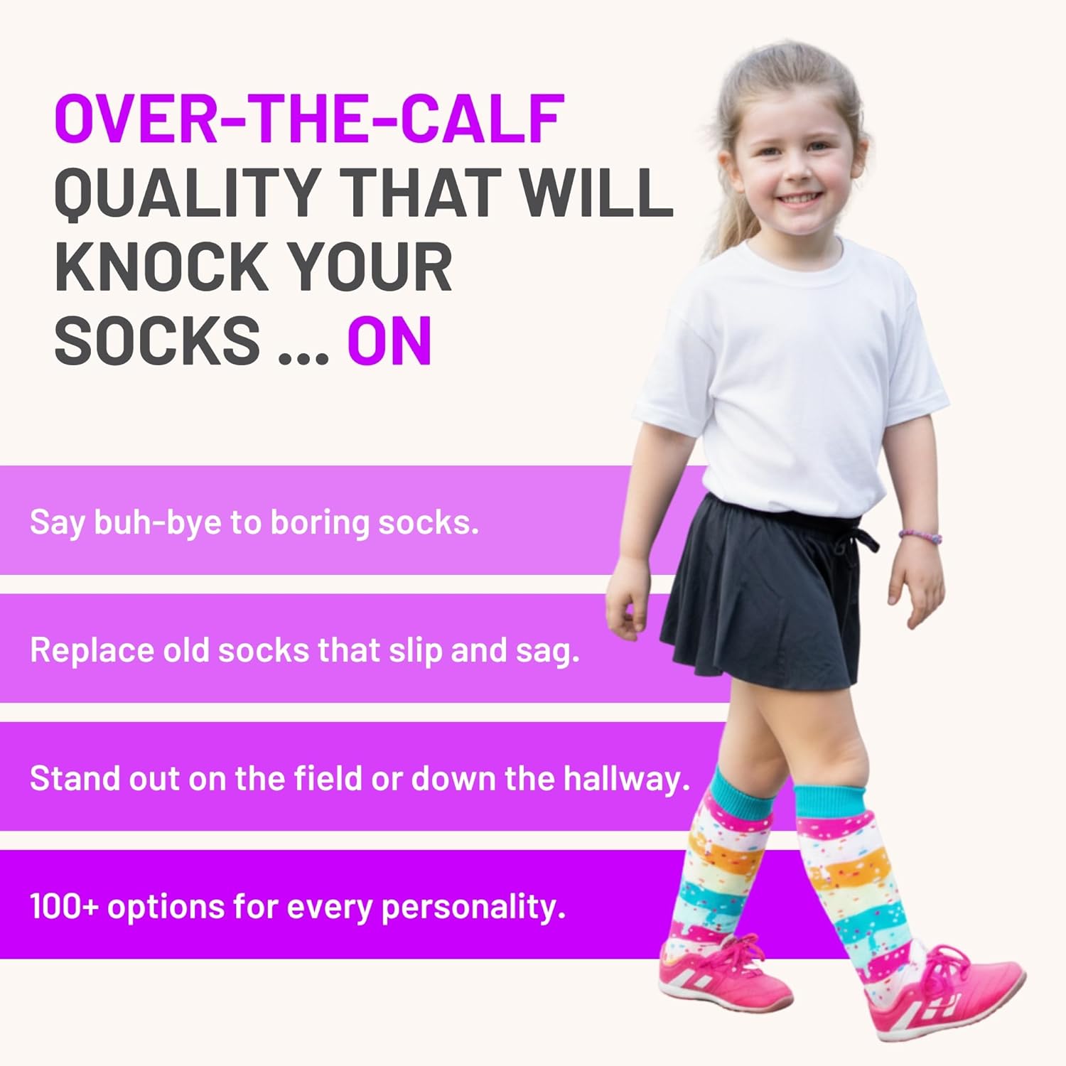 Rainbow Sprinkle Over the Calf Sports Socks – Fun & Colorful Athletic Socks for Girls, Boys, Women & Youth - Image 2