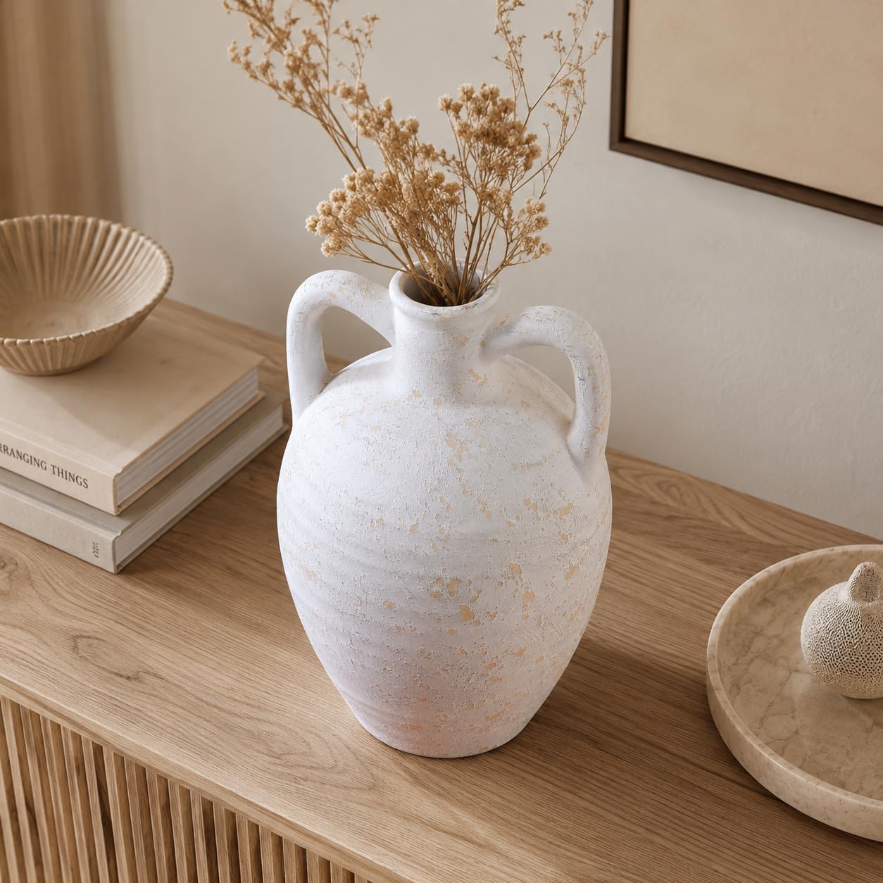 UPWOIGH 11.8in Ceramic Flower Vase with Handles image 4