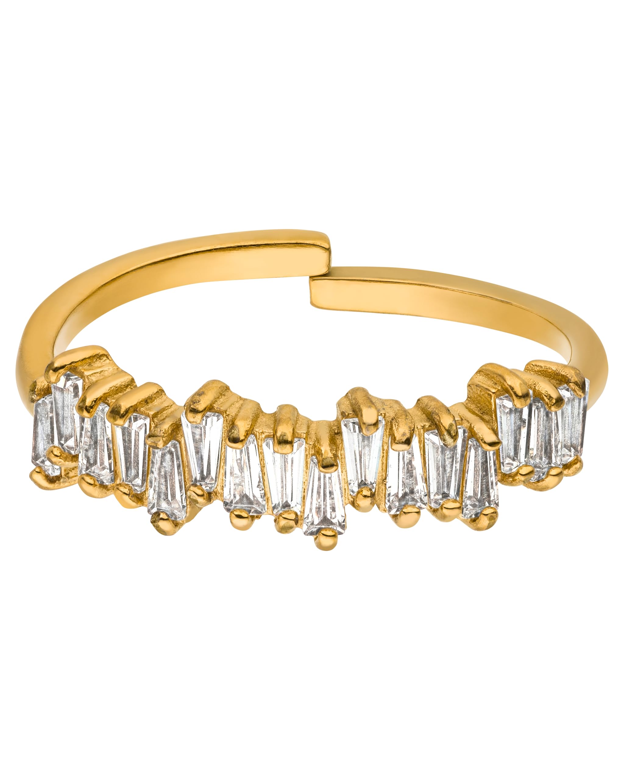 Purelei Powder Ring (Gold, Silber), Damen Ring Silber 18K vergoldet, Wasserfester Ring mit asymmetrischen Schmucksteinen, größenverstellbar, Geschenk für Damen