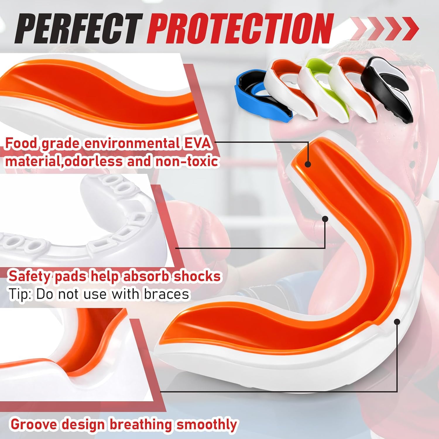 8 Pcs Kids Boxing Training Set - 2 Adjustable Headgear Helmets & 6 EVA Mouthguards for MMA, Muay Thai, Kickboxing - Beginner Sparring Gear