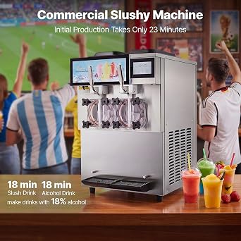 VEVOR Commercial Slushy Machine, 2 x 12L / 3.17 Gal Double Tanks, Cool and Freeze Modes, Stainless Steel Margarita Smoothie Frozen Drink Maker, Slushie Machine for Party Cafes Restaurants Bars Home