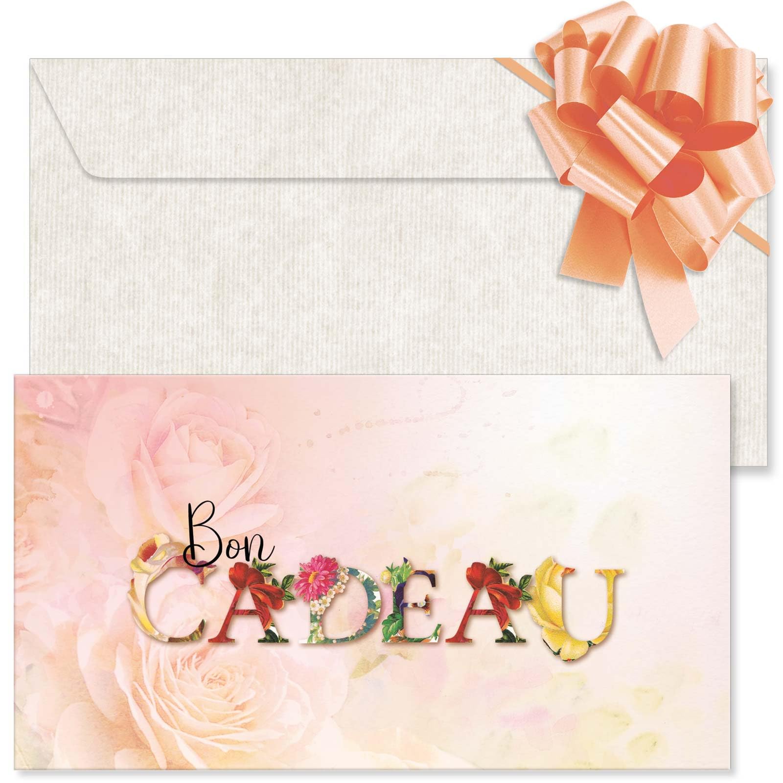 POS BON - 25 bons cadeaux à remplir avec enveloppe/nœud ruban - formulaires imprimés pour les magasins U1247F-2-25