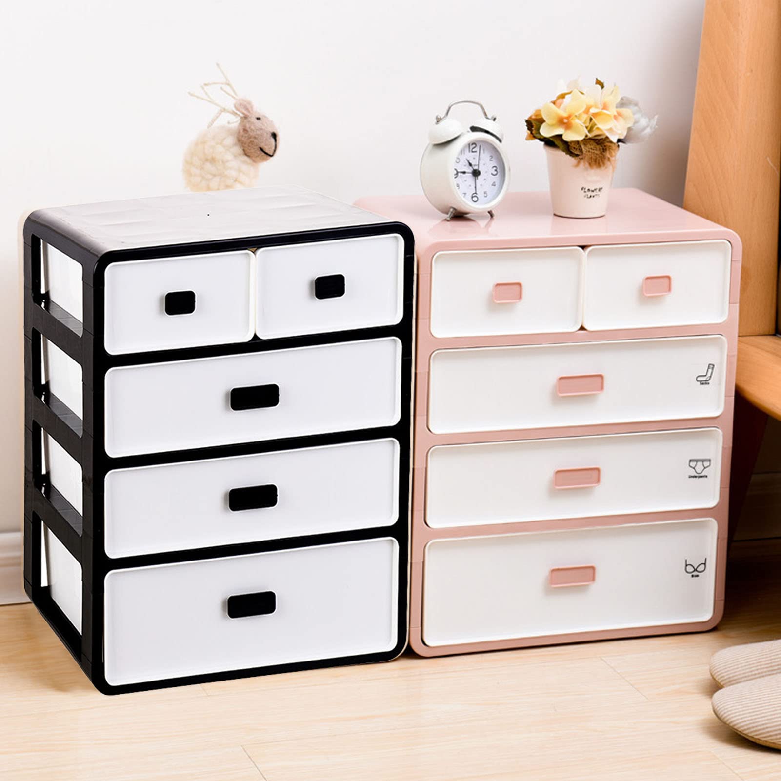 Fockety Armoire de Rangement pour sous-vêtements Compartiment en Maille Matériau PP Réduire l'encombrement Organisateur de sous-vêtements Chaussettes de Soutien-Gorge à 4 Couches Conception de (Rose)