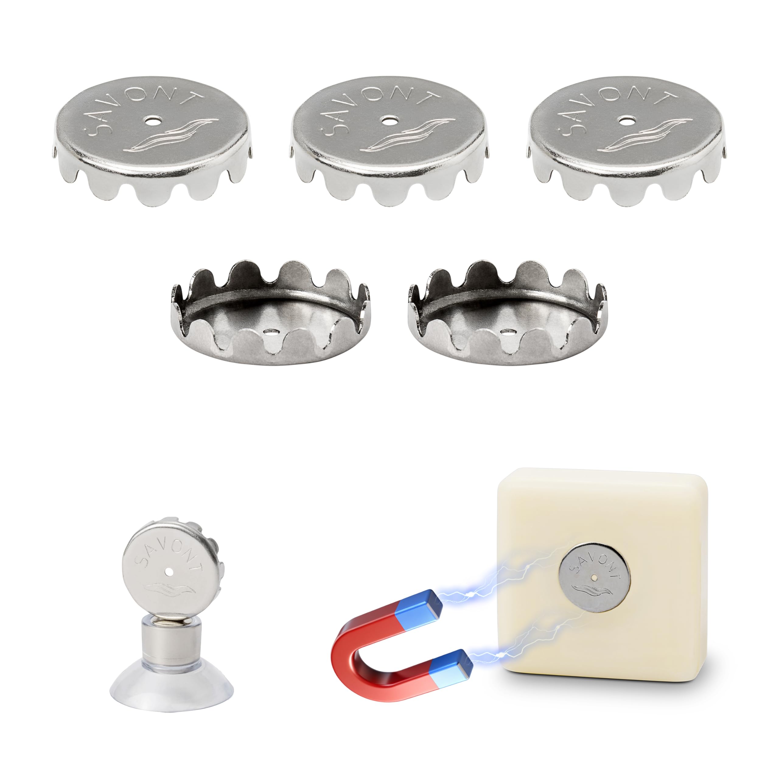 SAVONT Replacement Dish with Magnet, Soap Pads, Stainless Steel, 24 mm Diameter, Durchmesser 24mm