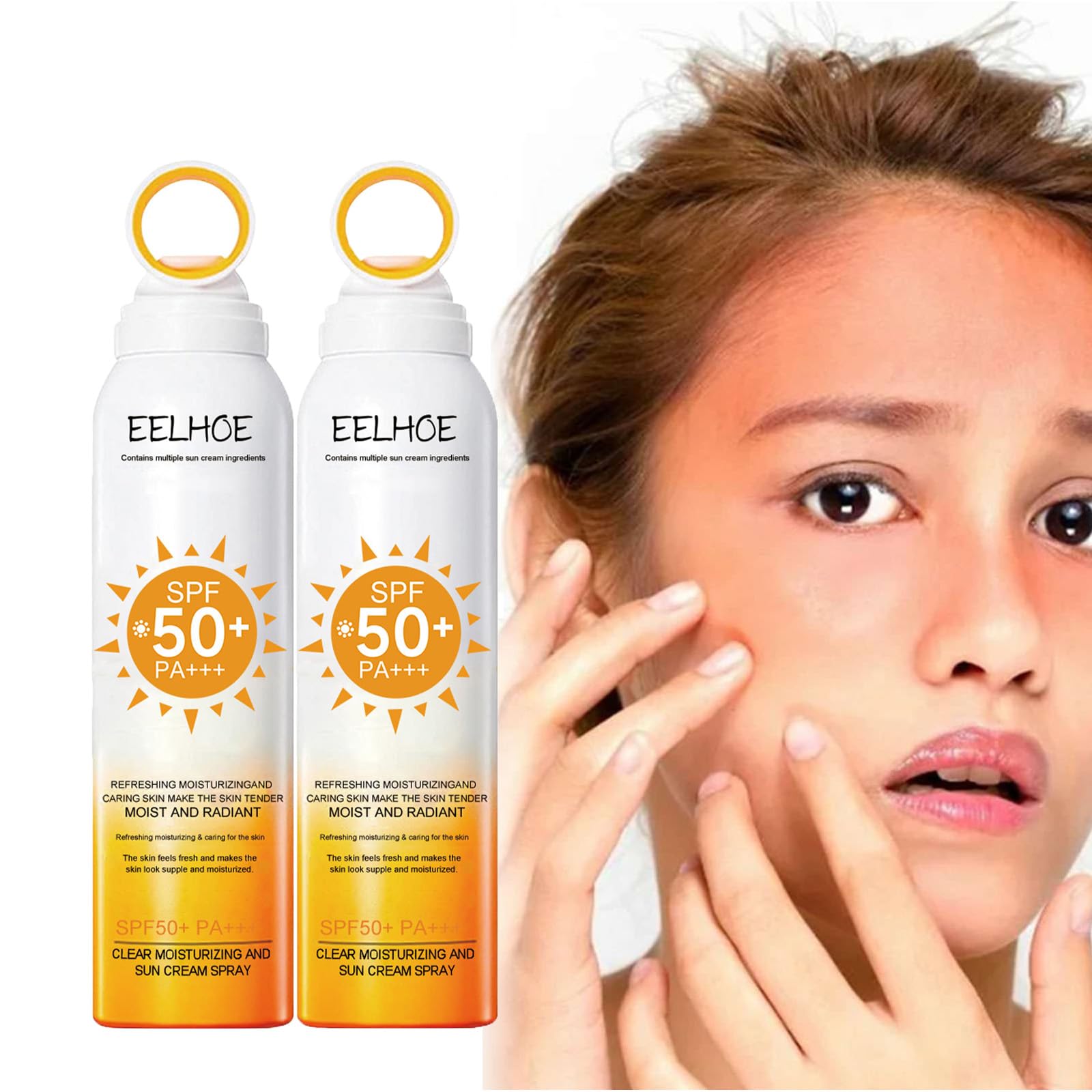 Spray de protección solar SPF 50+ PA+++, resistente al agua, spray de crema solar para cara y cuerpo, formación de película rápida, spray de protección solar, reactualización fuerte no gris, 150 ml (2