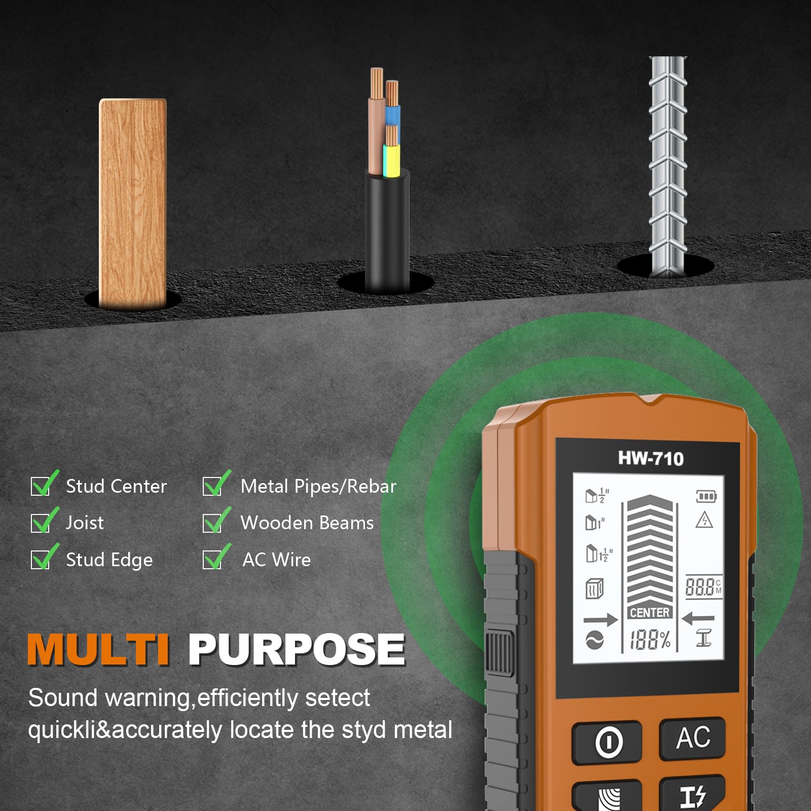 Scanners muraux multifonctions avec alarme sonore et étalonnage facile Détecteurs de plafond et de sol pour rénovations Scanners muraux professionnels