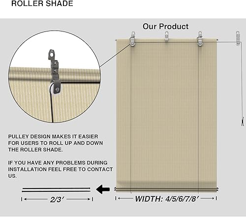 Miniatura 4 de ECOOPTS Persiana enrollable para exteriores, sombra enrollable para patio, porche, patio trasero, glorieta, balcón (4 pies de ancho x 6 pies de