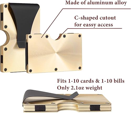 Miniatura 3 de awofer Carteras de fibra de carbono para hombres RFID minimalista clip de dinero cartera de metal de aluminio para hombre con ciervo, marido, papá,