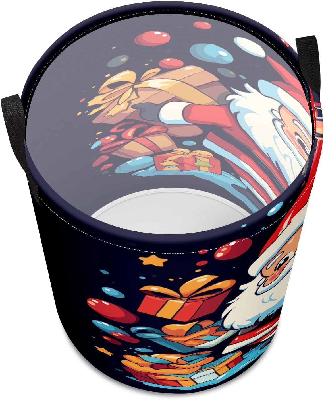 Dark Blue Santa Clause Gift Large Laundry Hamper Foldable Waterproof Dirty Clothes Basket Dorm Clean Laundry Baskets
