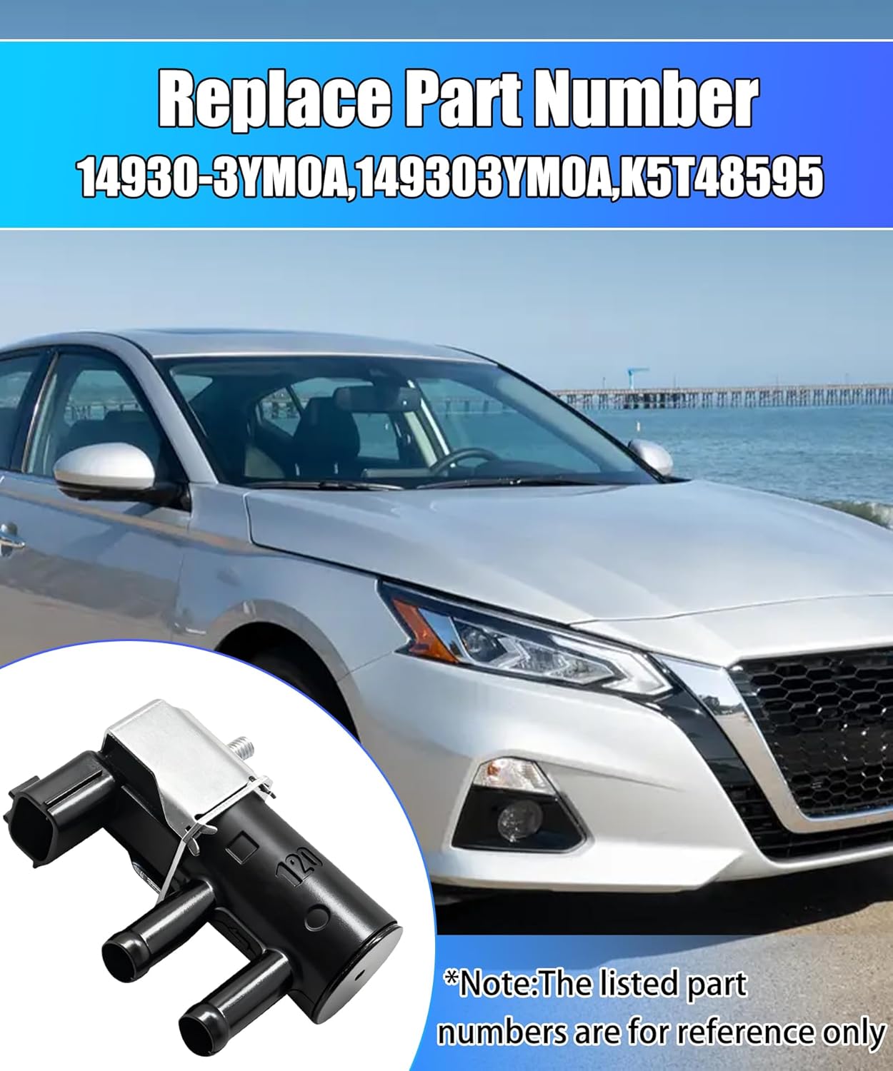 Vapor Canister Purge Valve Solenoid Fit for Nissan Altima Juke Kicks Pathfinder Sentra Versa 2015-2025 Replace 14930-3YM0A 149303YM0A K5T48595