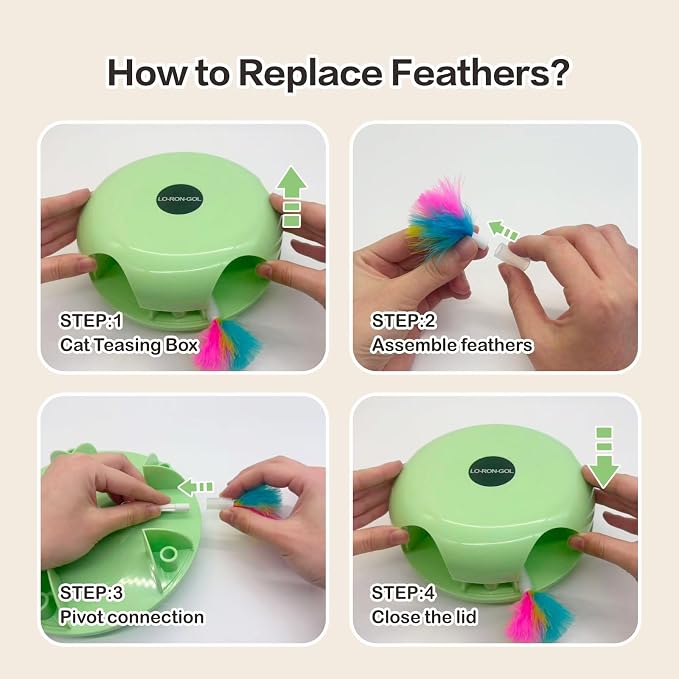 Juguete interactivo para gatos forma de hongo con plumas miniatura 7