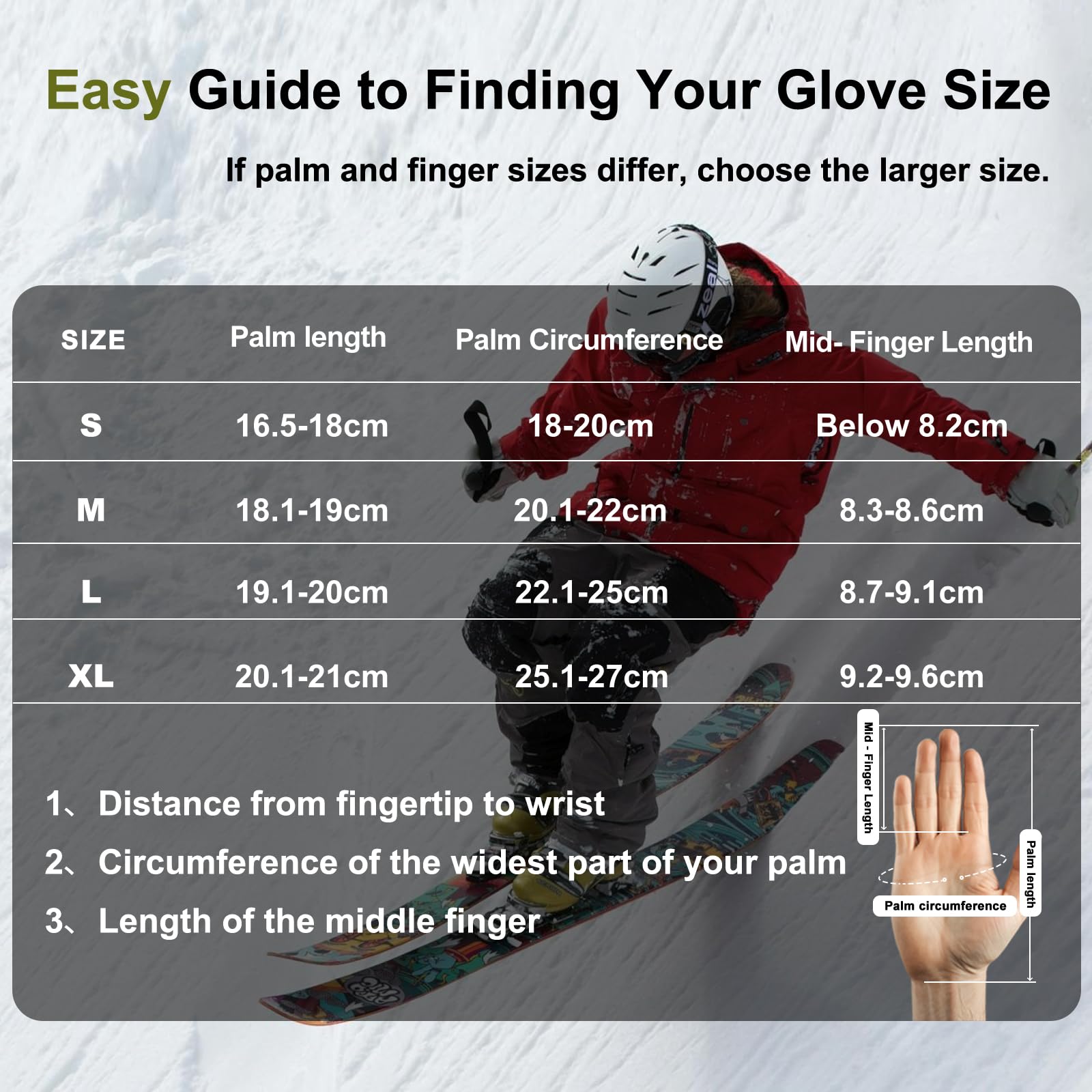BLUEVER Guanti da Sci Impermeabili Termici, Touchscreen Antivento per Uomo Donna, per Sci, Snowboard, Ciclismo, Corsa in Inverno