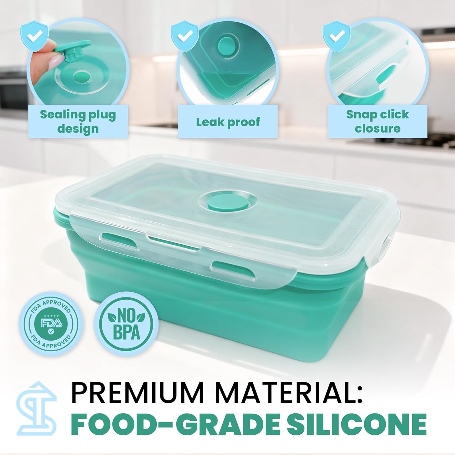 8 PCS Collapsible Silicone Food Storage Containers with Lids – Stackable, Space-Saving Silicone Snack Containers – Great Travel Food Containers for Home, Office & RV