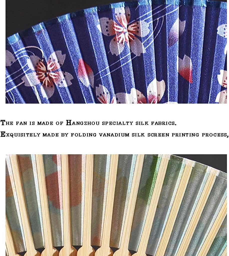 Folding Fan Handheld Silk Folding Fan Bamboo Chinese Decorative Folding Fan for Wedding Dance Decoration Party Gift (Color : A) (A)