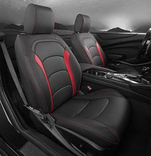 Miniatura 20 de Funda de asiento para Camaro Convertible LT LS RS SS 2016-2024 6ª generación (asientos estándar), fundas de asiento de piel sintética de ajuste