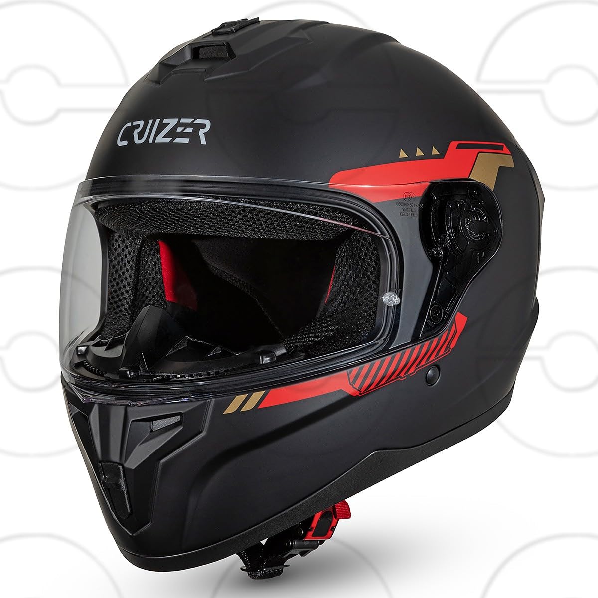 CRUIZER Casco Integrale moto Omologato visiera singola Trasparente + specchiata ROSSO