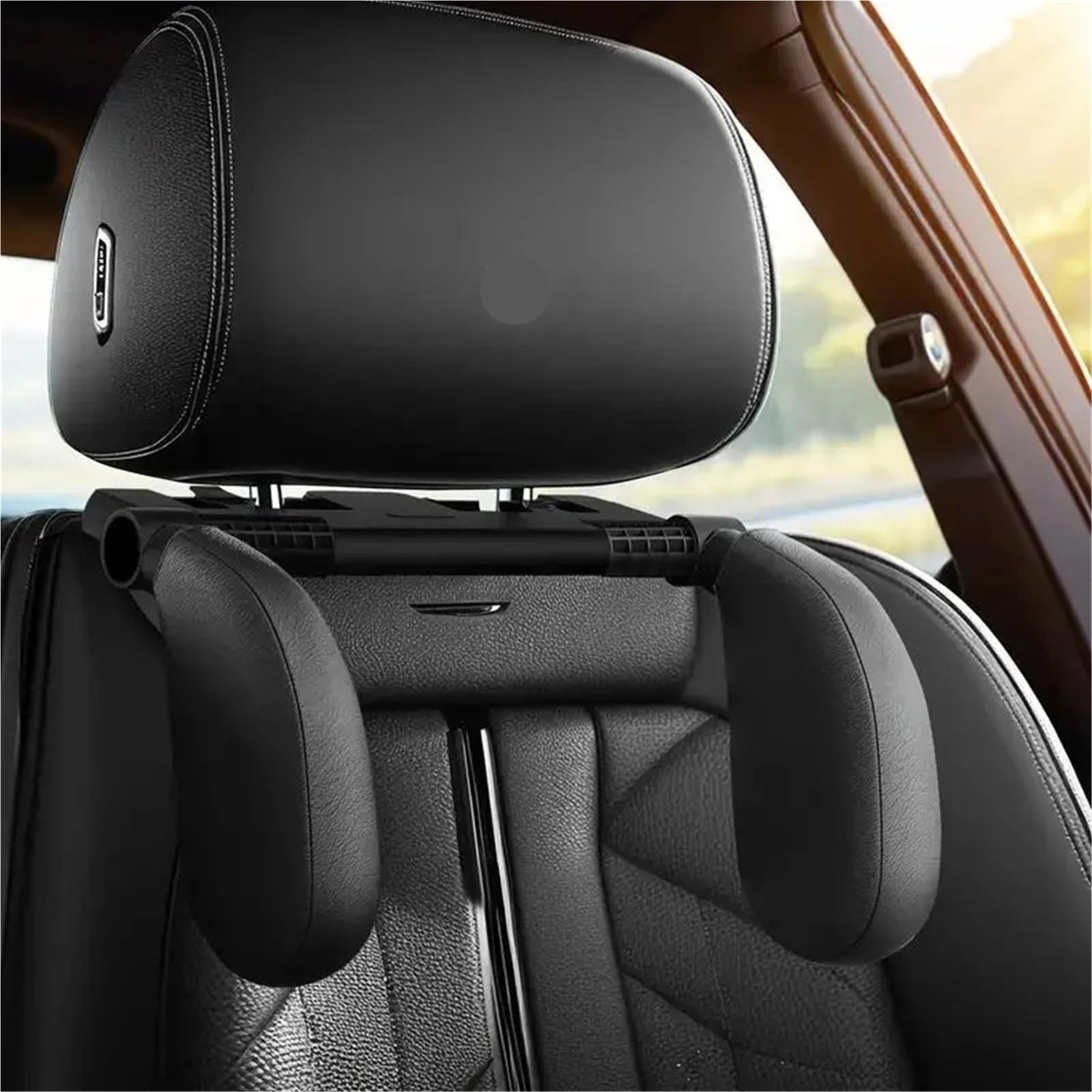 Headrest For Car Seat Espuma viscoelástica engrosada, reposacabezas Road Pal, almohada soporte para el cuello, reposacabezas ajustable 180 °, diseño en forma U Anti-Fatigue Lumbar Cushion(Cloth-black)