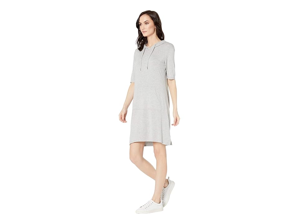 

Tribal French Terry Elbow Sleeve Dress with Hood (Light Grey) Women's Dress, Gray
