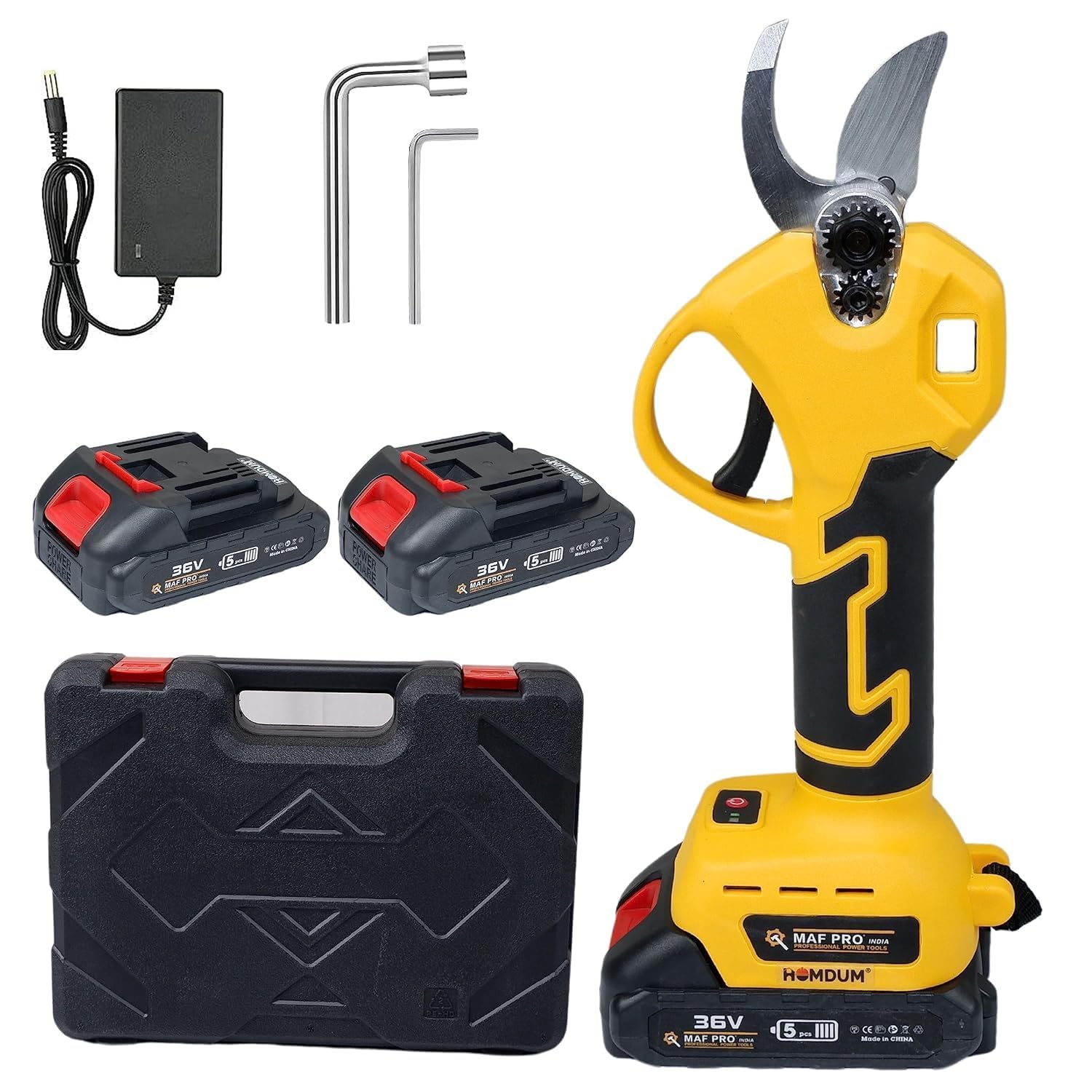 KANAbee 36 V Cordless Pruning Shears 2 PCS Backup Rechargeable 2Ah Lithium Battery Powered 25 mm Pruner Cutting Diameter Gardening Secateurs for Fruit Tree Hedge Branch Cutting size 1 inch