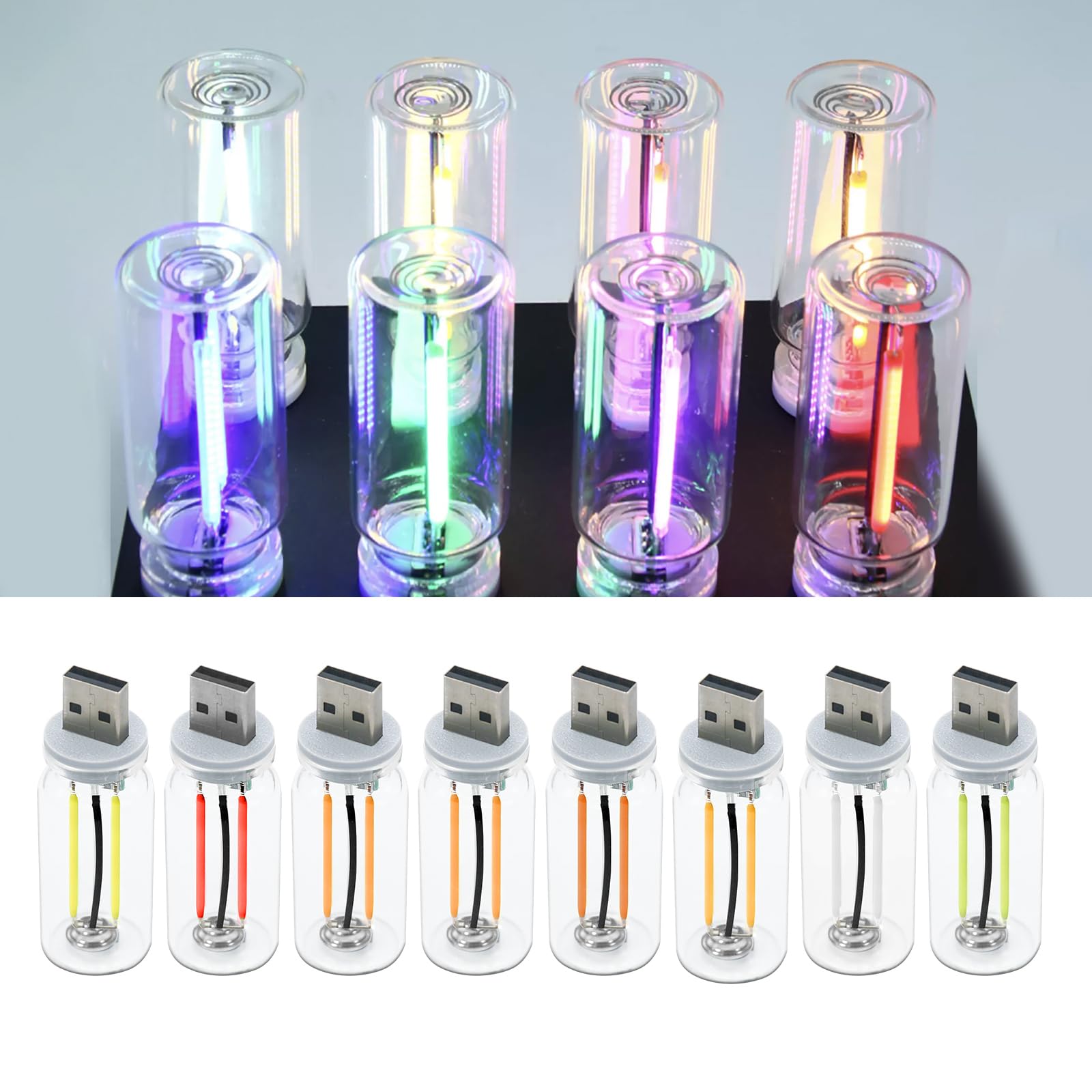 SYWAN USB LED Car Interior Atmosphere Light, 8PCS Touch Control Retro LED Nightlight Automotive Ambient Lighting Retro Car Lamps Mini USB Lamp Multi-Color Environment Light for Bedroom, Hallway