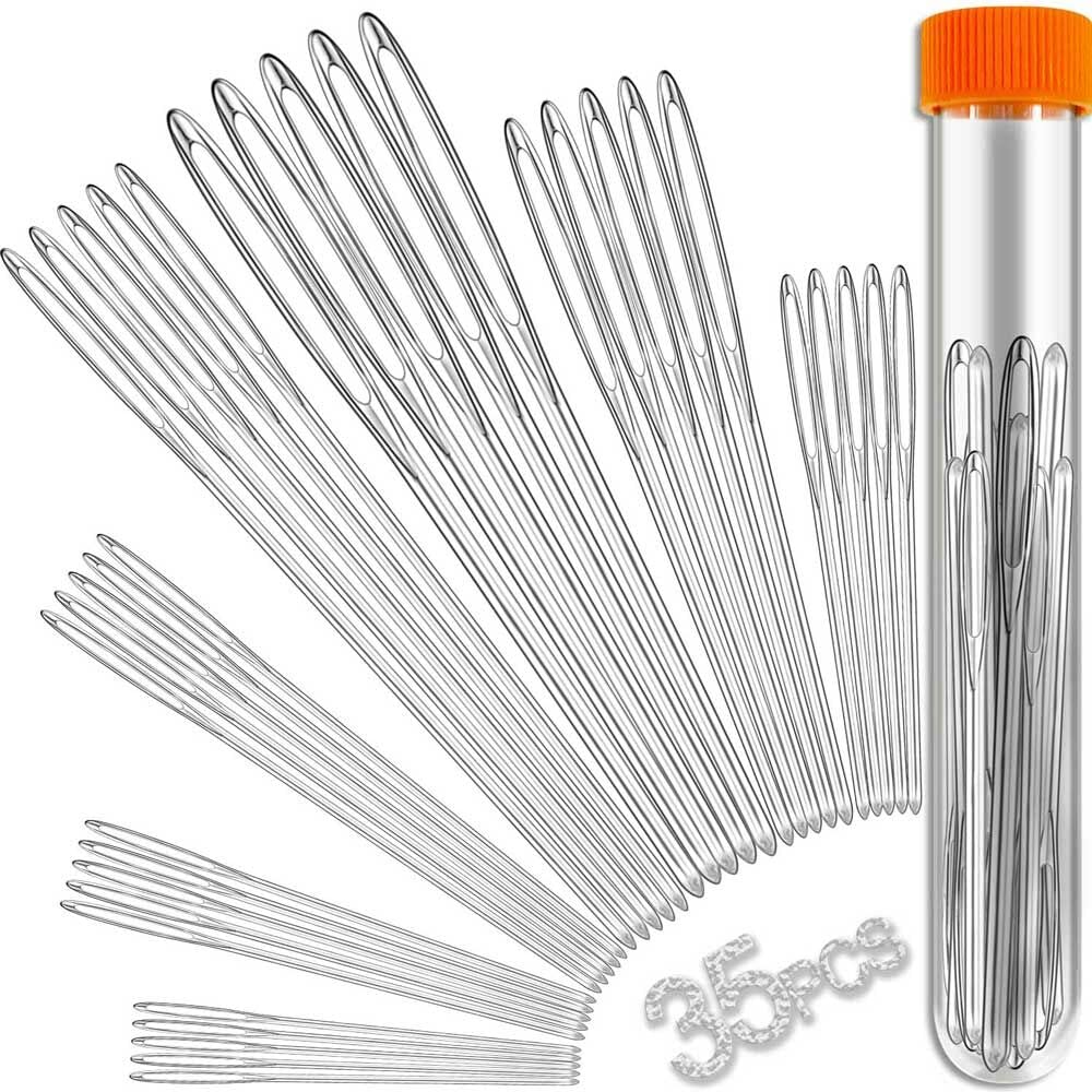35 PCS Large-Eye Blunt Needles, 7 Size Stainless Steel Yarn Needles, Sewing Needles Large Eye Hand Sewing, Crafting Knitting Weaving Stringing Needles, Perfect for Finishing Off Crochet Projects