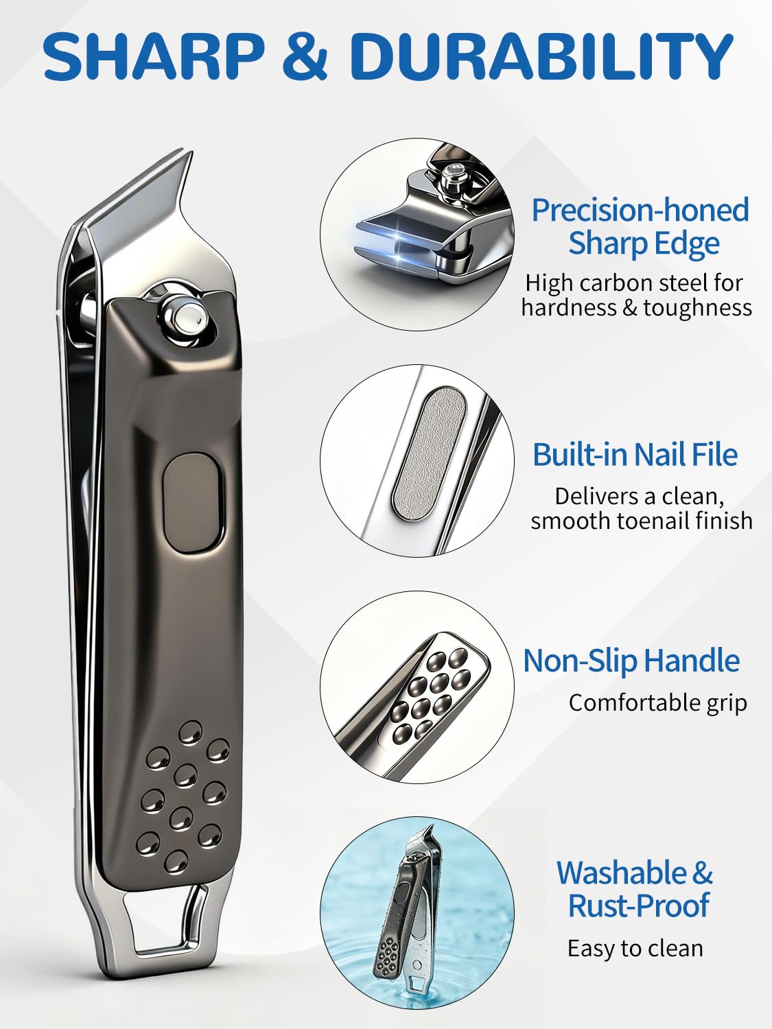ONEDONE Coupe-ongles électrique – 3 en 1 rechargeable pour bébé Lime à ongles électrique avec double lame, 3 vitesses, sans danger pour les bébés, les femmes et les personnes âgées avec coupe-ongles