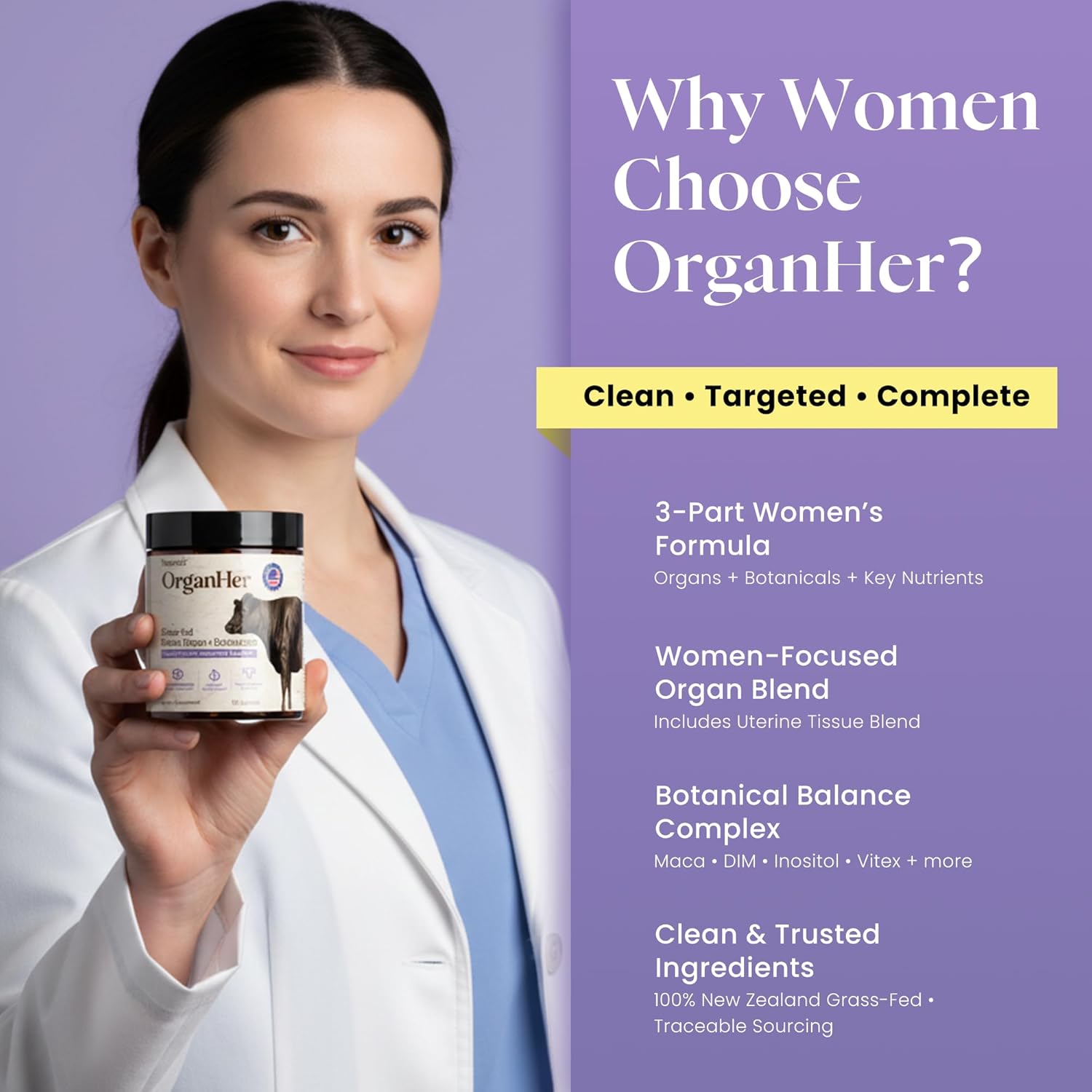 19-in-1 Beef Organ Supplement for Women (USA Made & New & Improved) Grass Fed Beef Liver, Heart, Boosted DIM, Inositol, B Vitamins & Botanical Complex-Support Energy, Hormone Balance& Overall Health