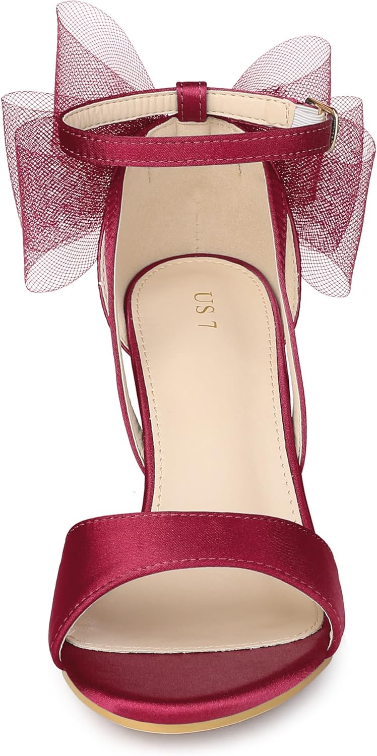 Allegra K Women's Bow Shoes Open Toe Chunky Heel Sandals - Image 2