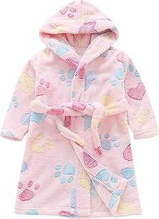 Toddler Fleece Bathrobe Soft Fleece Hooded Robe Shawl Robe Animal Print Soft Towel Outfit Hooded Cover Up for Bath