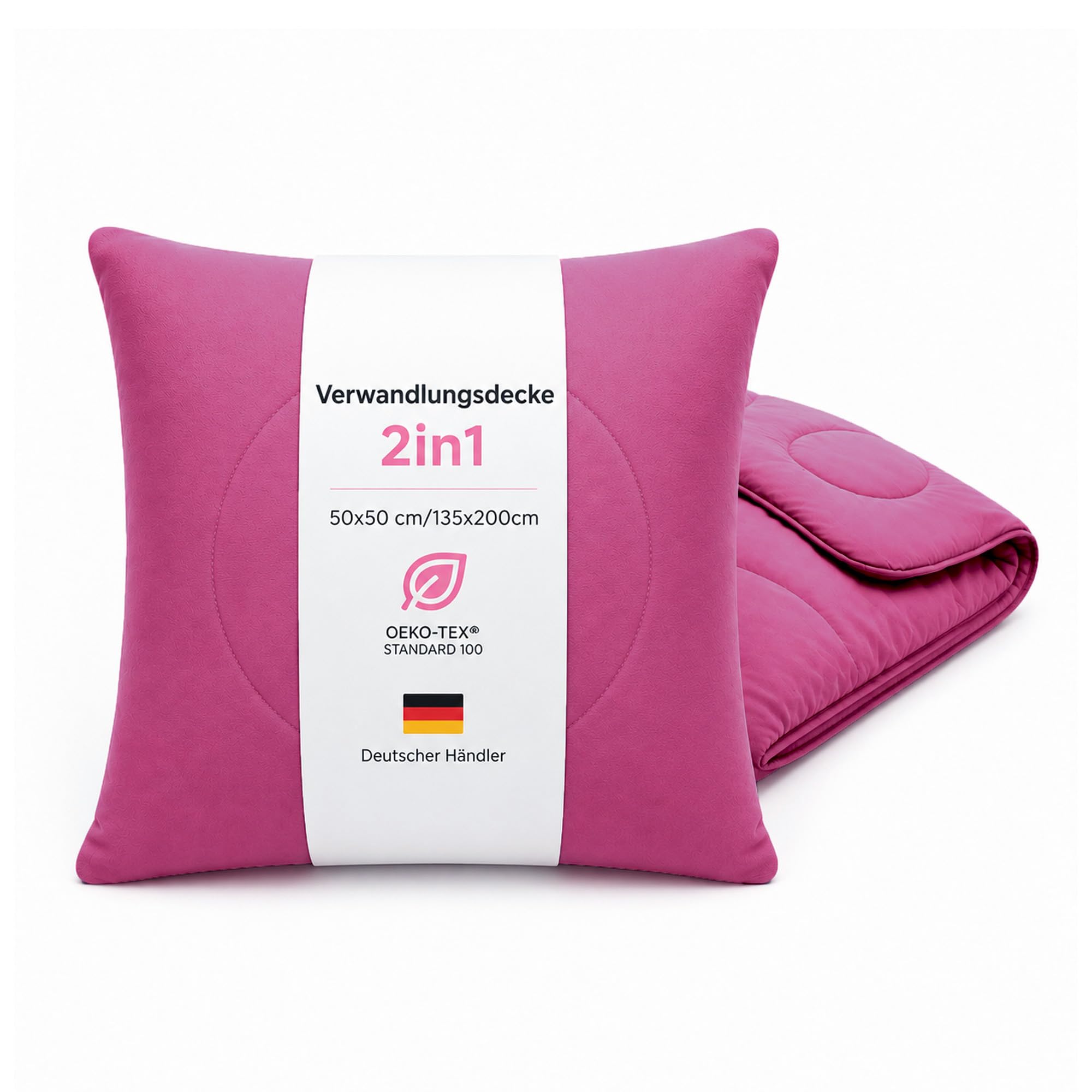 Manta transformadora 2 en 1 de 135 x 200 cm color fucsia para cama