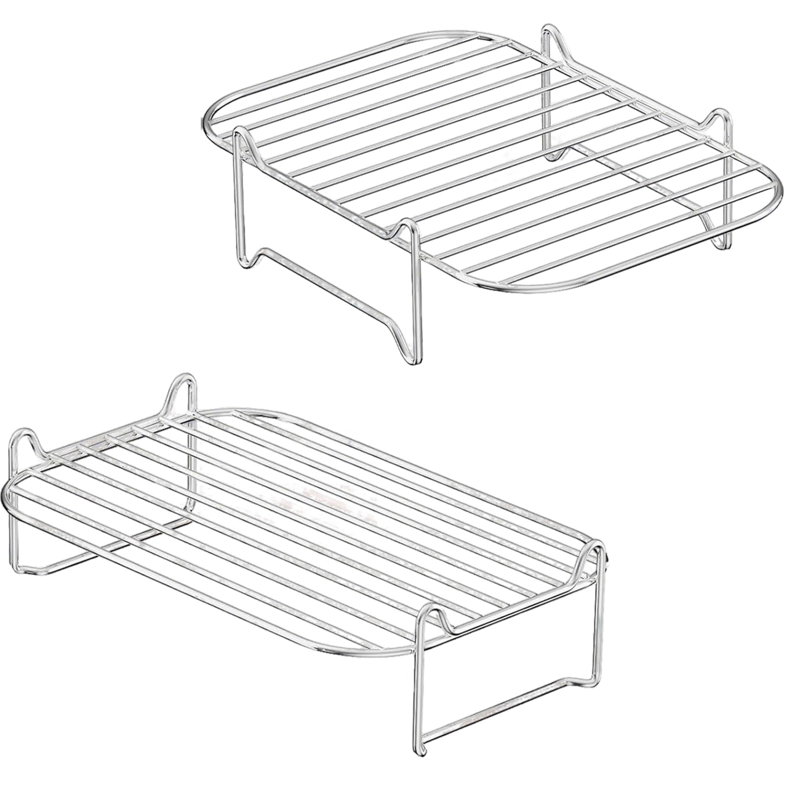 2pcs Air Fryer Rack, Stainless Steel Stackable Grill Racks for Ninja Dual Basket Airfryer, Accessories Trays for AF300UK AF400UK DZ400UK