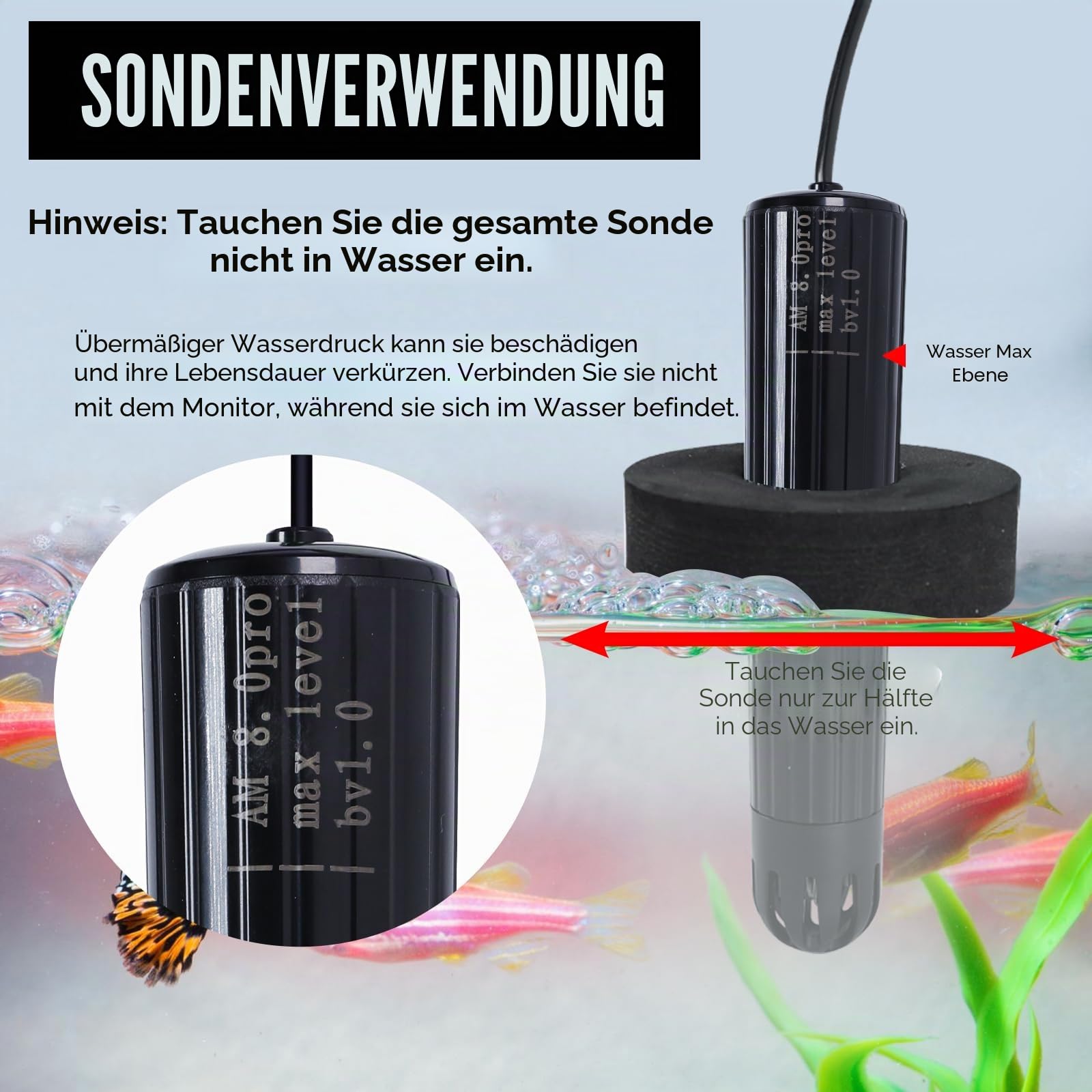 TEKCOPLUS Smart WiFi Wasserqualitätsmonitor 7-in-1 Digitaler Aquarium & Hydrokultur Tester für pH-, Temperatur-, TDS-, EC-Salinität, spezifisches Gewicht & ORP Echtzeit-Multi-Parameter-Sonde mit
