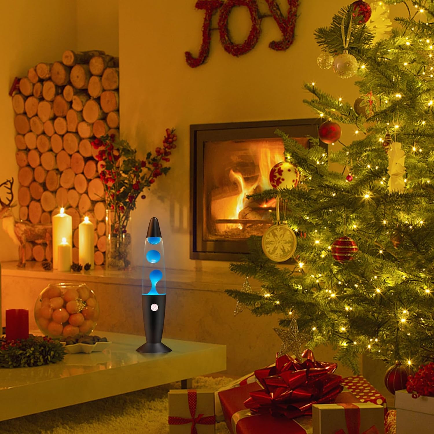 Blue Magma Lamp with Black Base Liquid Motion Lamp for Adults and Kids Charged by Cord Mood Night Night Cool Room Valentine's Thanksgiving Day Decor for Teen Girls Boys